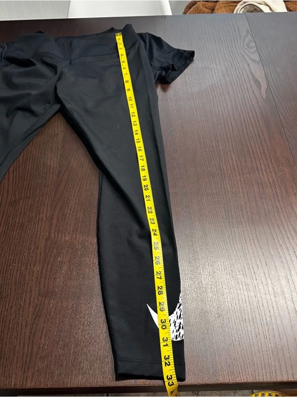 Nike Black Tee and Leggings Set with White Swoosh - Picture 4 of 6